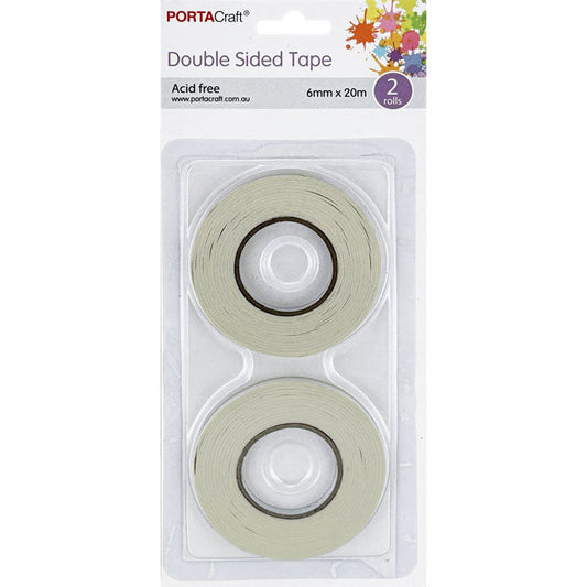 Porta Craft Acid Free Double Sided Craft Tape 6mm x 20m 2pk