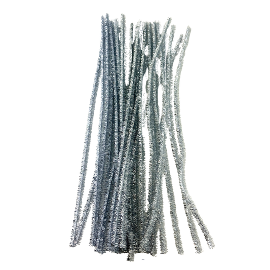 Chenille Stems Tinsel 6mm 24pc - Silver