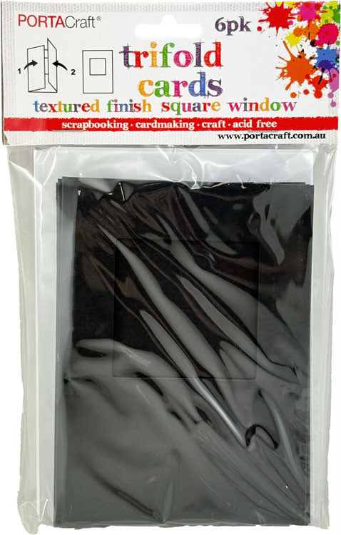 Texture Card Window Trifold A6 with Envelopes 6pk - Black