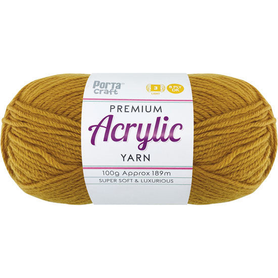 Acrylic Yarn 100g 189m 8ply - Mustard