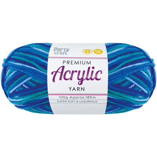 Acrylic Yarn 100g 189m 8ply - Variegated Ocean