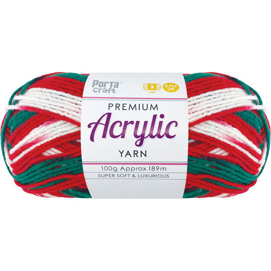 Acrylic Yarn 100g 189m 8ply - Variegated Christmas