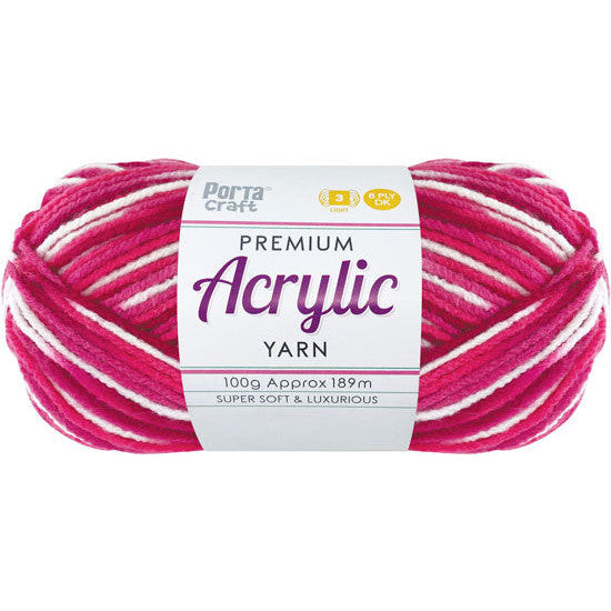 Acrylic Yarn 100g 189m 8ply - Variegated Rose