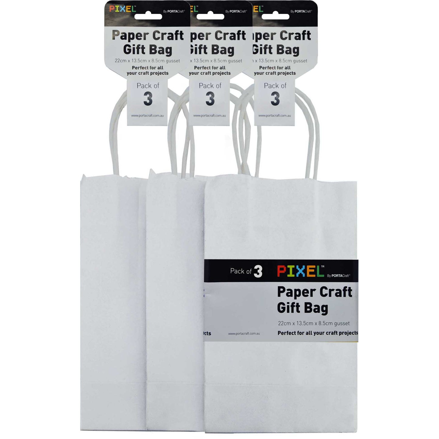 Paper Bags 220x135mm 3pk 03 White