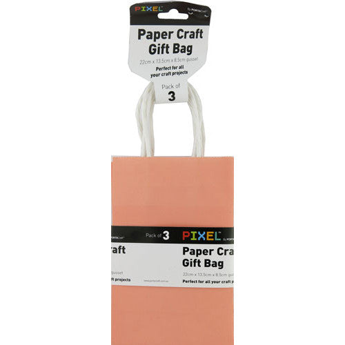 Paper Bags 220x135mm 3pk  09 Peach