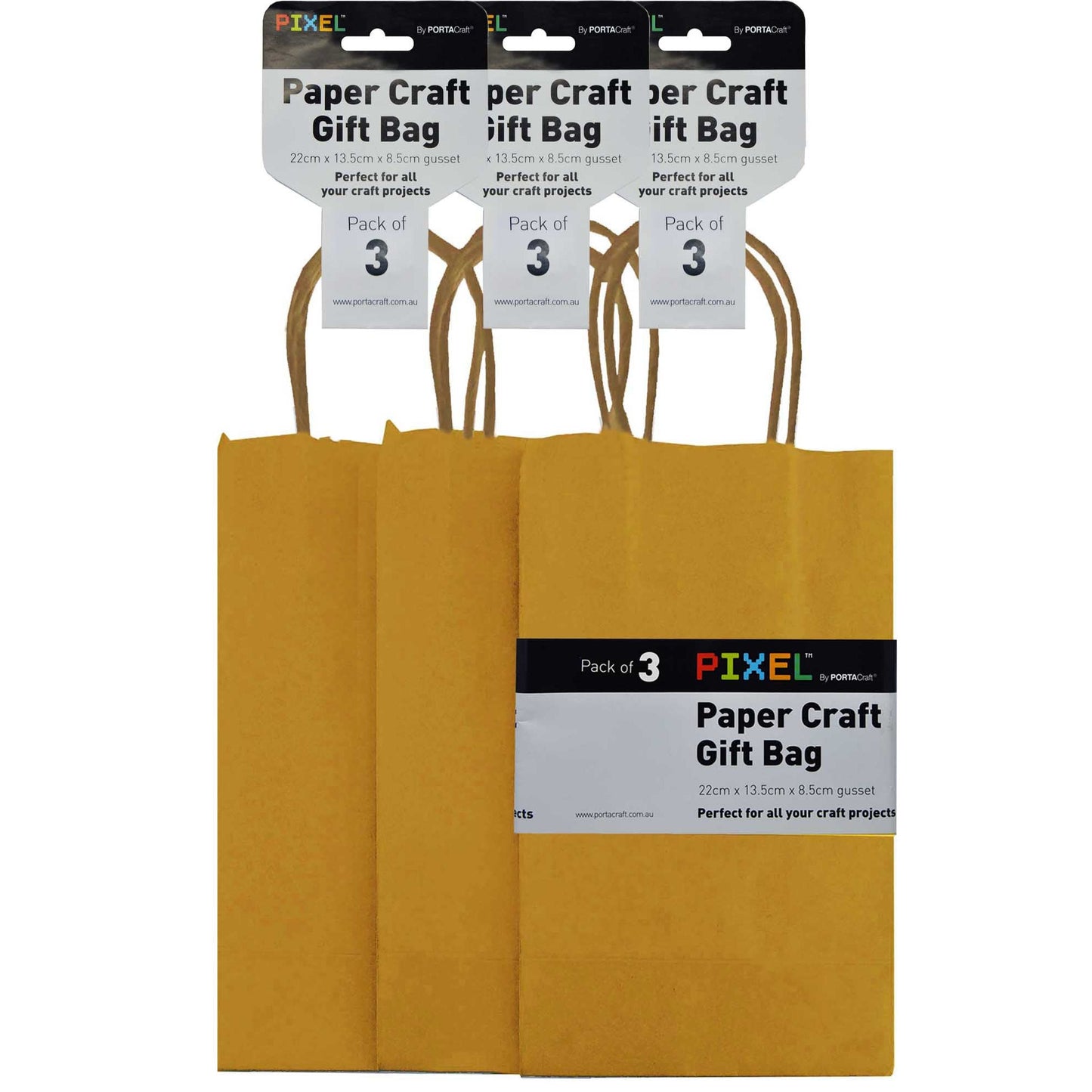 Paper Bags 220x135mm 3pk  02 Kraft