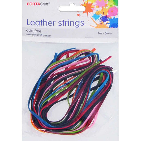 Leather String Coloured 3mm 1m 7pk