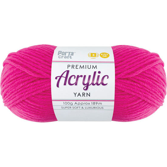 8ply Knitting Yarn 100g - High Viz Pink