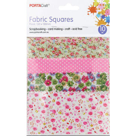 Floral Fabric Squares 130x130mm 10pk - Pink Mix