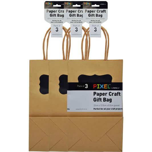 Kraft Paper Bag 220x135mm 3pk Chalkboard Sticker