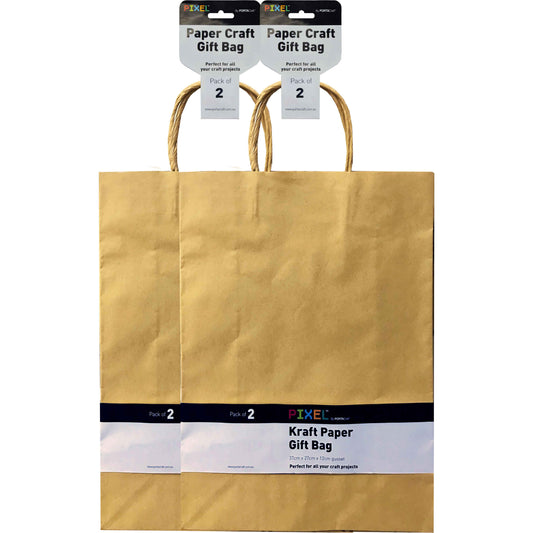 Kraft Paper Bag 370x270mm Large 2pk