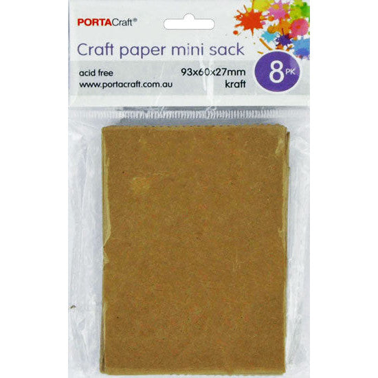 Paper Sacks 93x60x27mm 8pk Kraft
