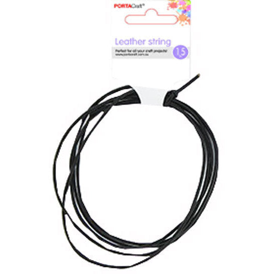 Leather String Black 2mm 1.5m 2pk Faux Leather