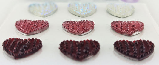 Bling Cluster Hearts 9pk - Clear, Pink & Red