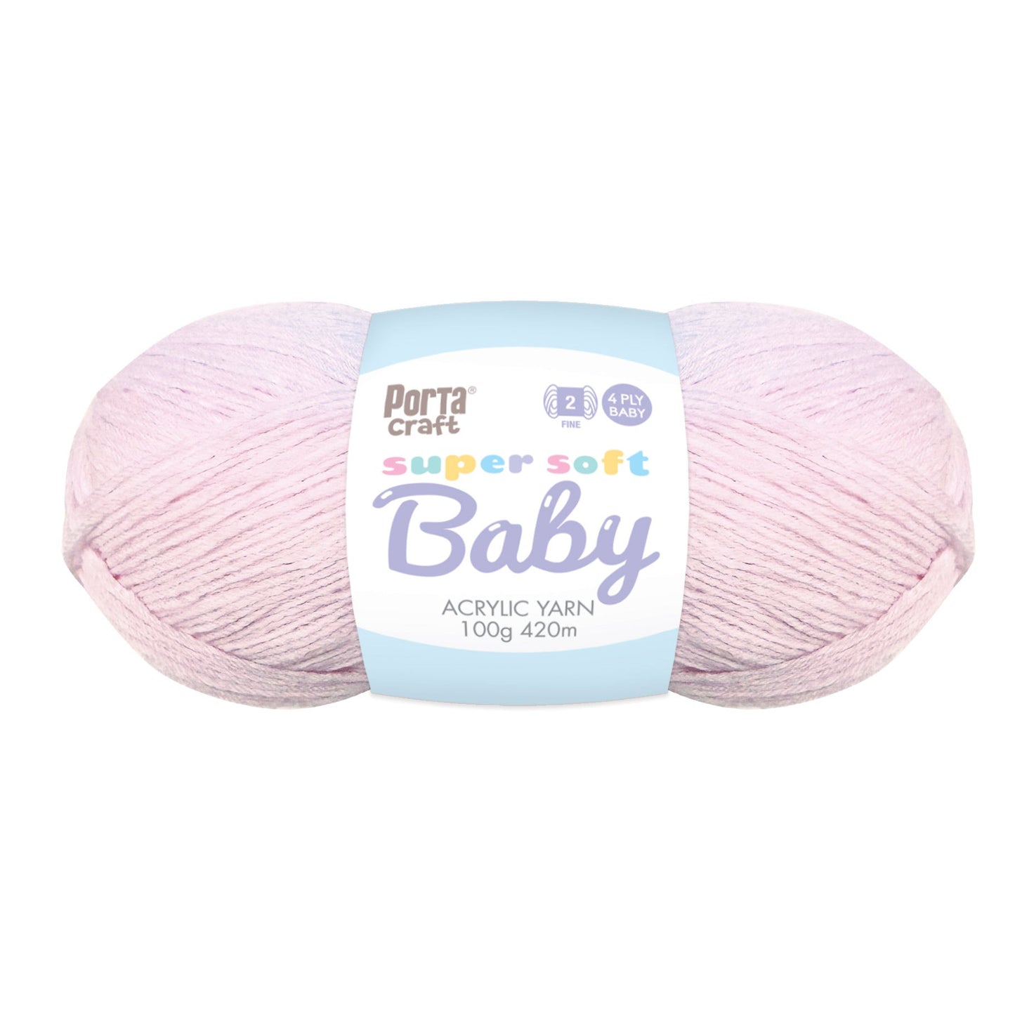 Super Soft Baby Acrylic Yarn 420m 4ply - Baby Pink