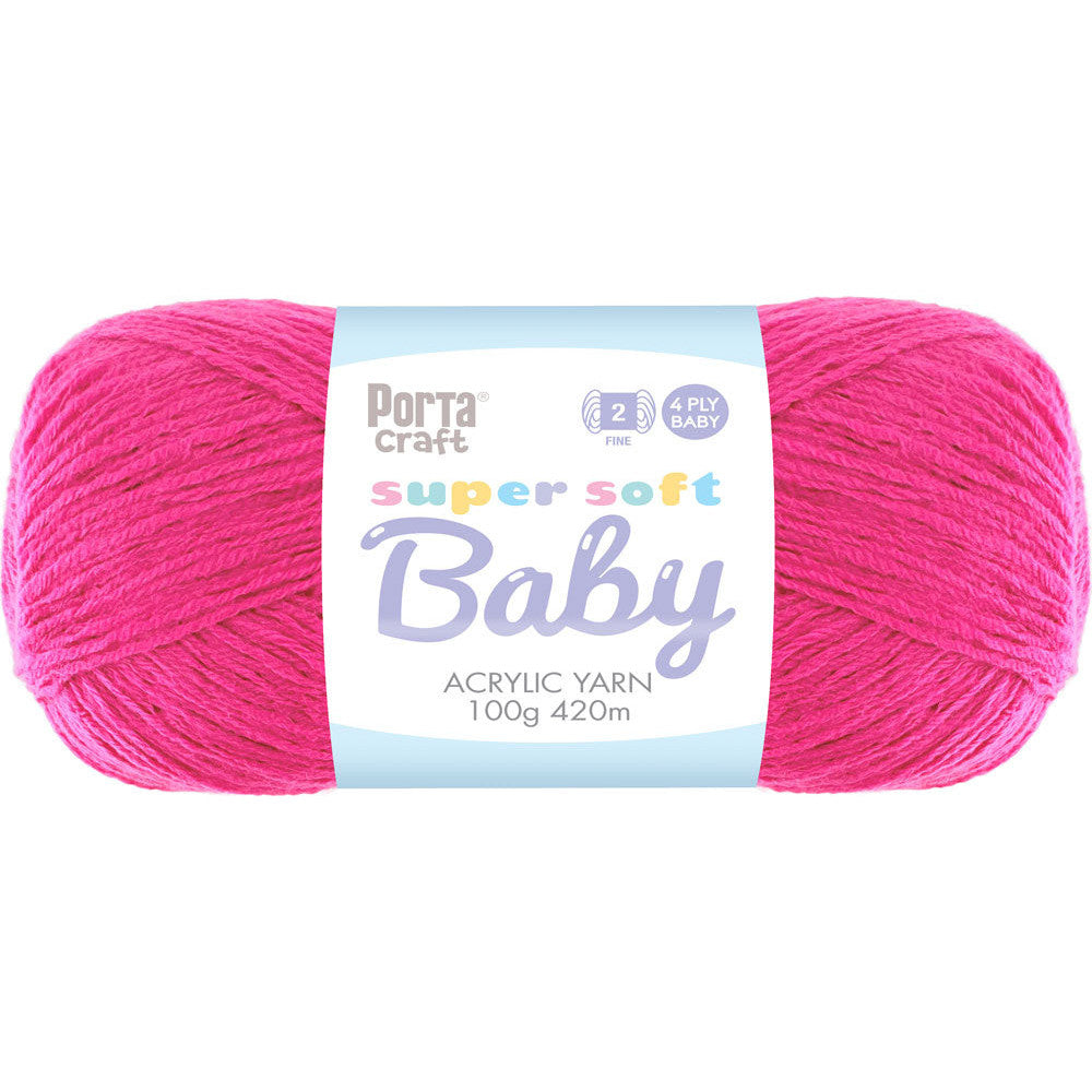 Super Soft Baby Acrylic Yarn 420m 4ply - Fun Pink