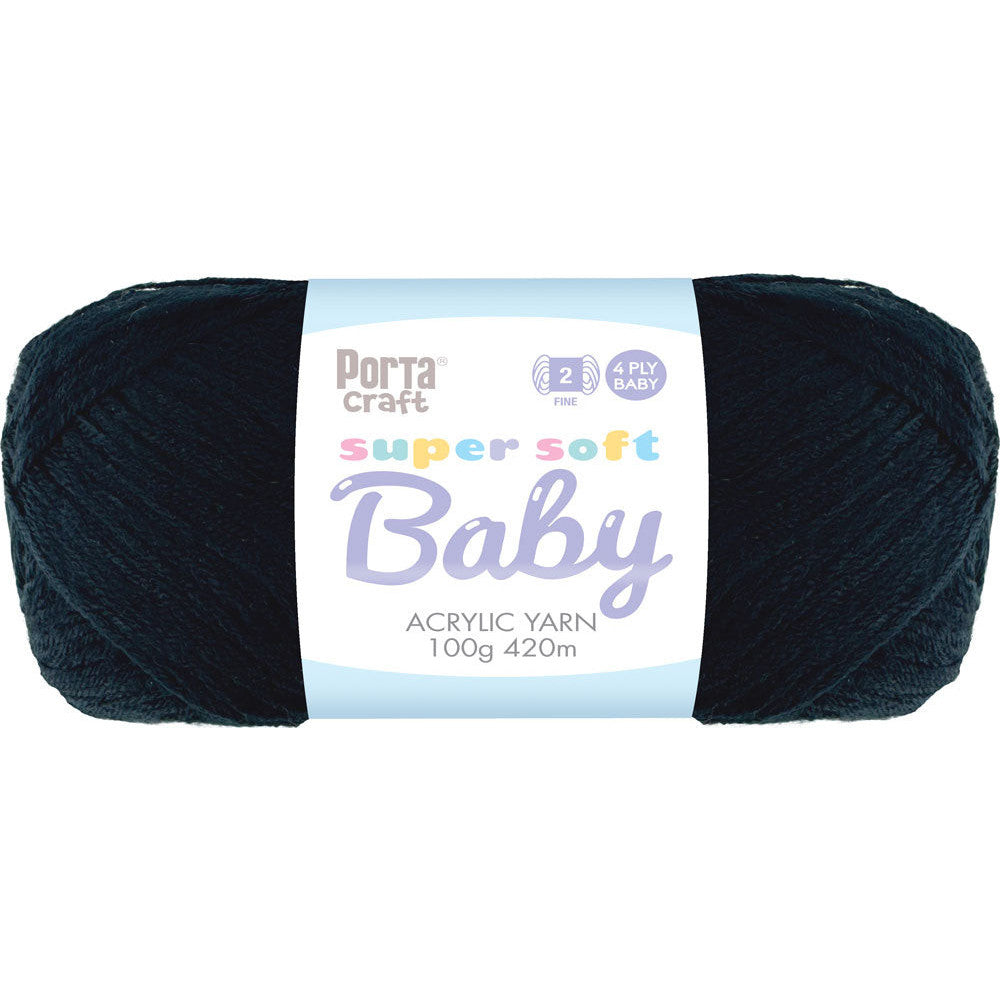 Super Soft Baby Acrylic Yarn 420m 4ply - Black