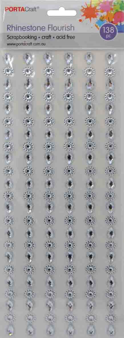 Rhinestone Borders 8mm 23cm 6 Strips Clear Teardrops