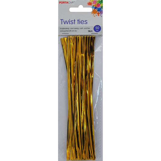 Twist Ties 18cm 50pc Gold