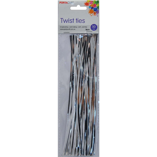 Twist Ties 18cm 50pc Silver