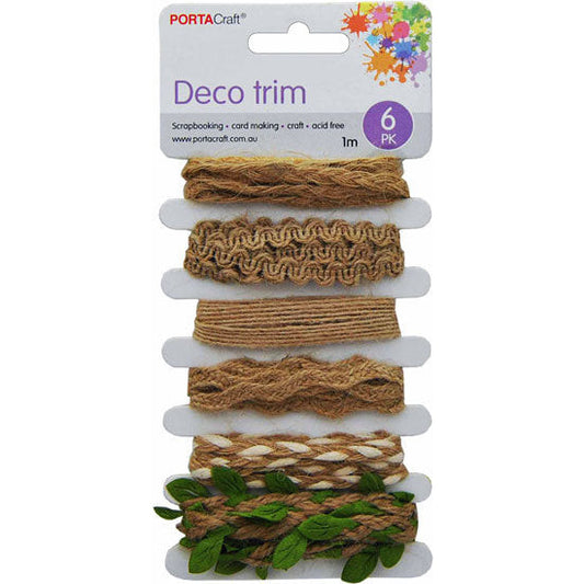 Burlap Trim 1m 6pk Assorted Designs