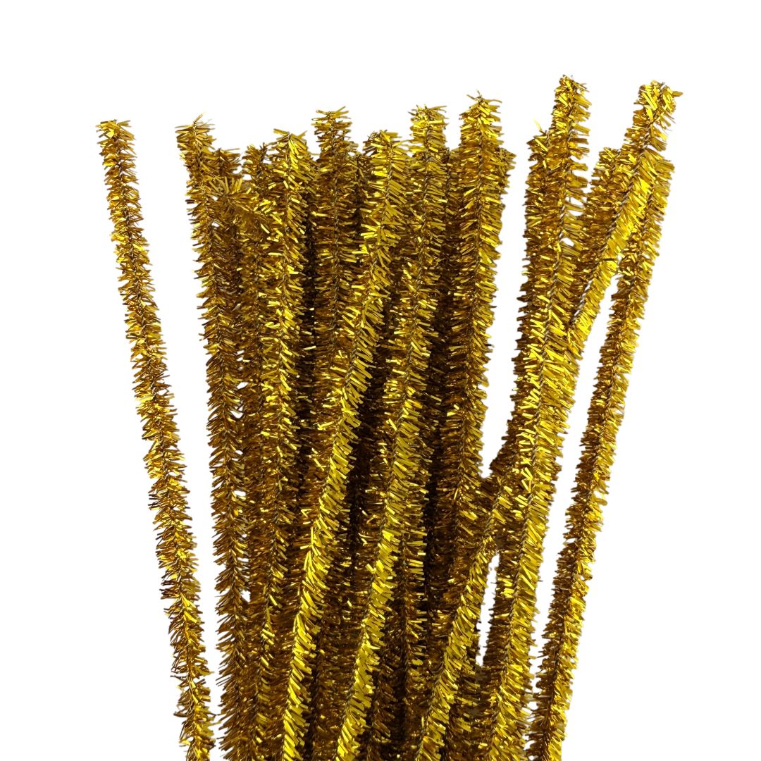 Chenille Stems Tinsel 6mm 24pk - Gold