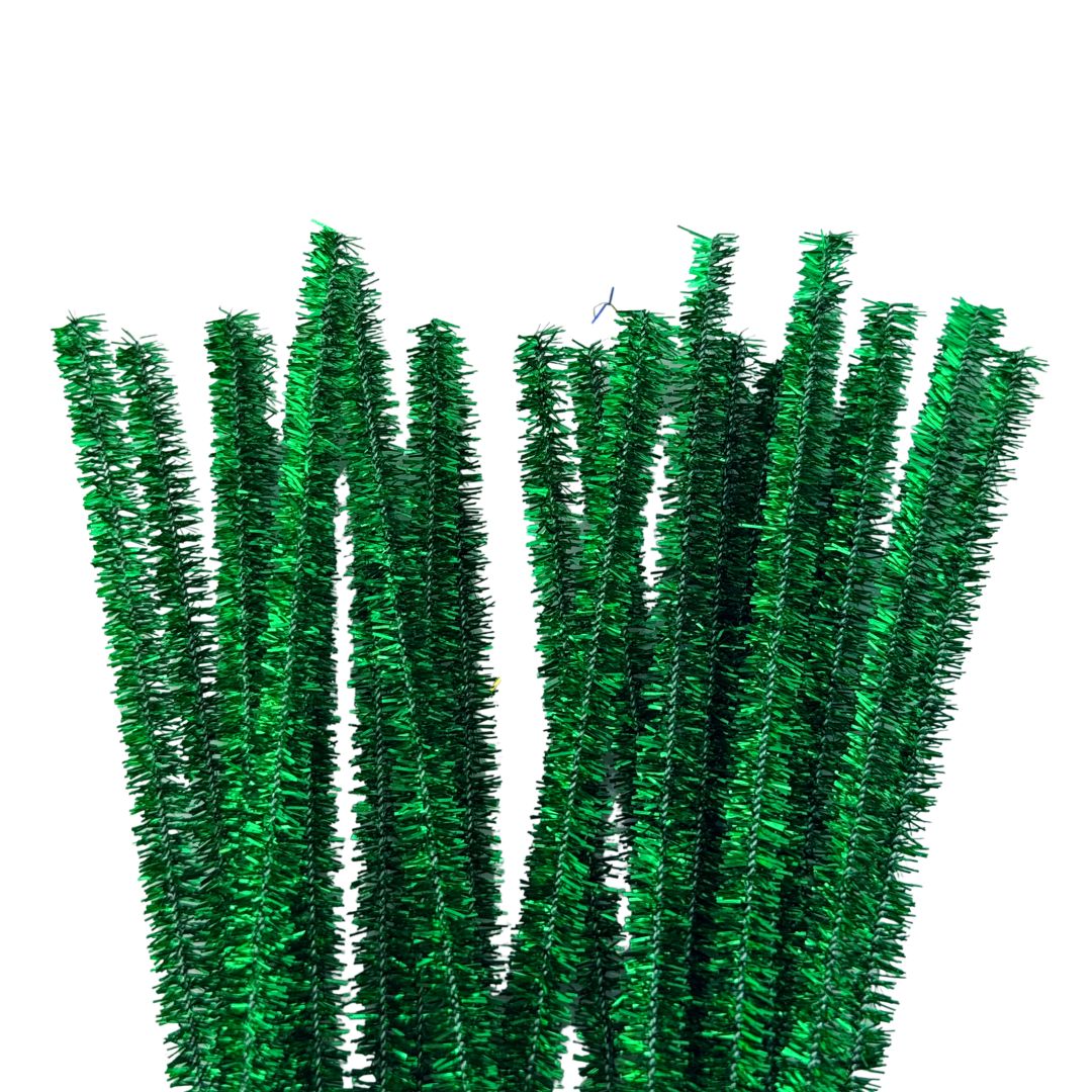 Chenille Stems Tinsel 6mm 24pk - Green