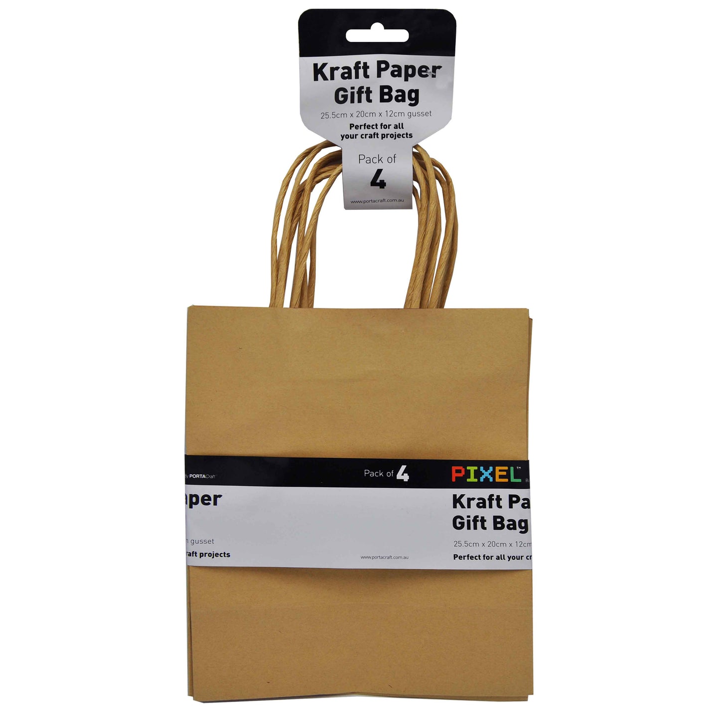 Kraft Paper Bag 255x200x120mm 4pk