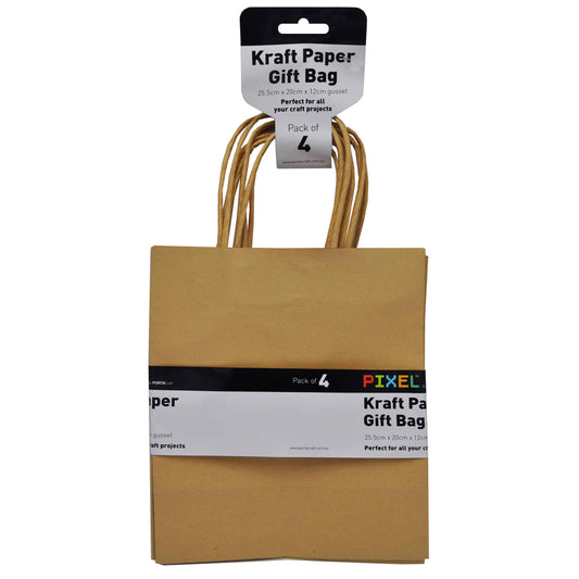 Kraft Paper Bag 255x200x120mm 4pk