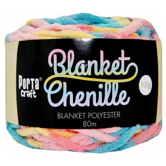 Chenille Blanket Yarn 100g 80m 12ply -  Rainbow Paddle Pop