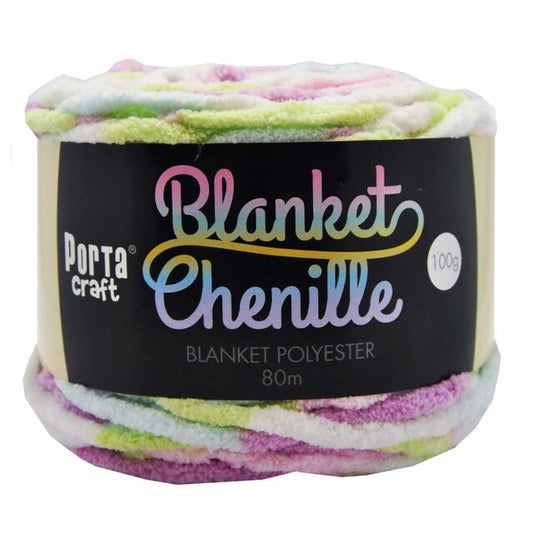Chenille Blanket Yarn 100g 80m 12ply -  Pastel Rainbow