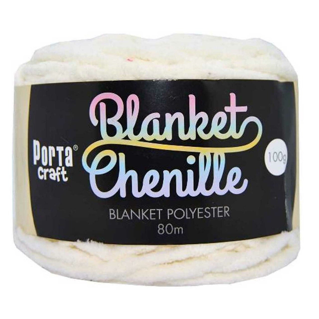 Chenille Blanket Yarn 100g 80m 12ply - Solid Cream