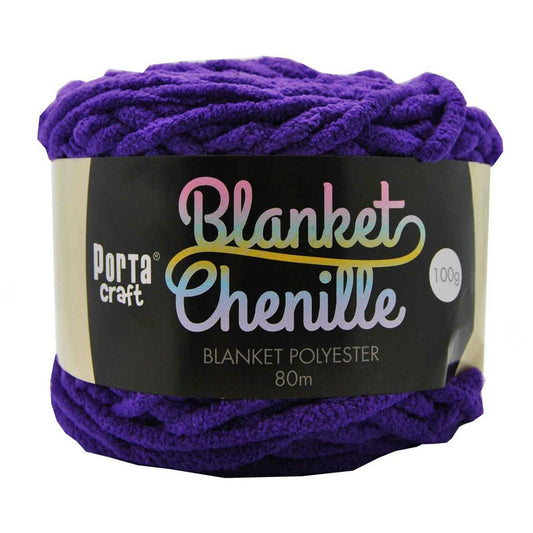 Chenille Blanket Yarn 100g 80m 12ply - Purple