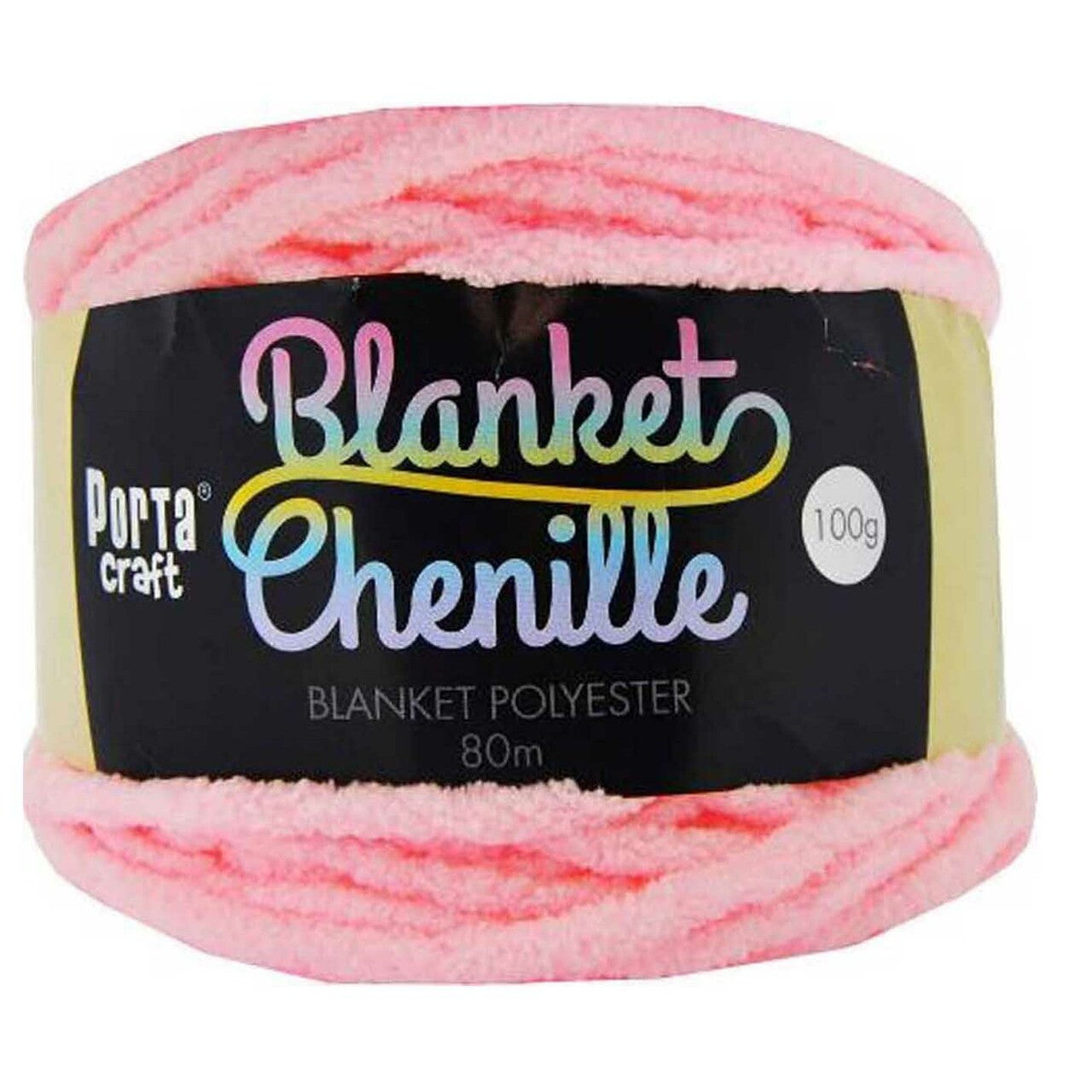 Chenille Blanket Yarn 100g 80m 12ply - Baby Pink