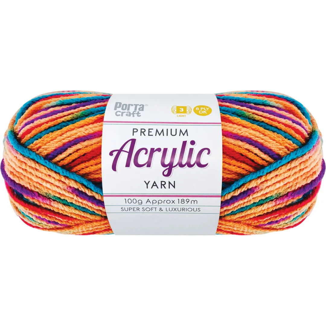 Acrylic Yarn 100g 189m 8ply - Variegated Fruit Loops