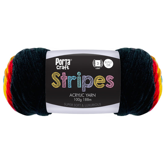 Stripes Acrylic Yarn 100g 188m 8ply - Neon