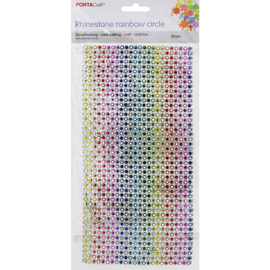 Porta Craft Rhinestone Mesh 3mm 11x25cm - Rainbow on Silver
