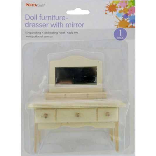 Doll Furniture Dresser w Mirror 95x35x100mm