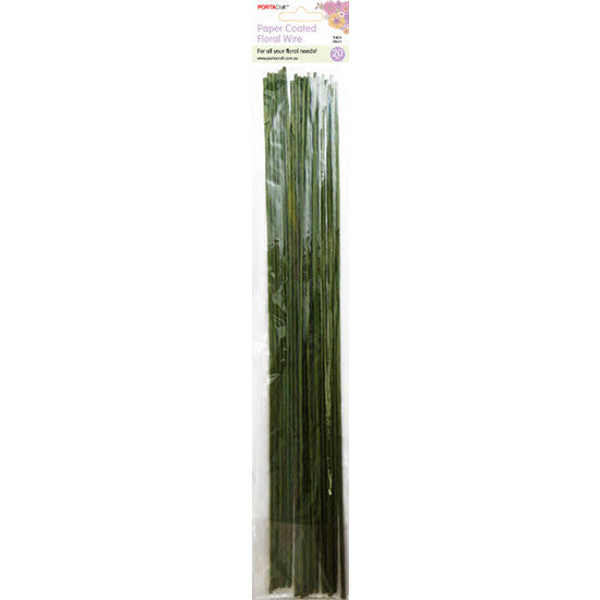 Paper wrapped florist wire 3mm 9 gauge 40cm 20 pack