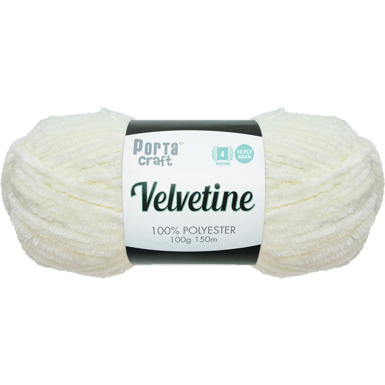 Porta Craft Polyester Velvetine Yarn 10ply 100g - White