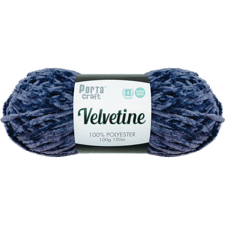 Porta Craft Polyester Velvetine Yarn 10ply Aran 100g - Slate