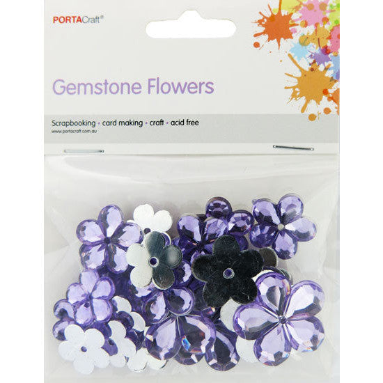 Porta Craft Gemstone Flowers 24pk - Purple