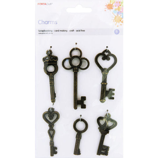 Charms Antique 6pc Vintage Keys