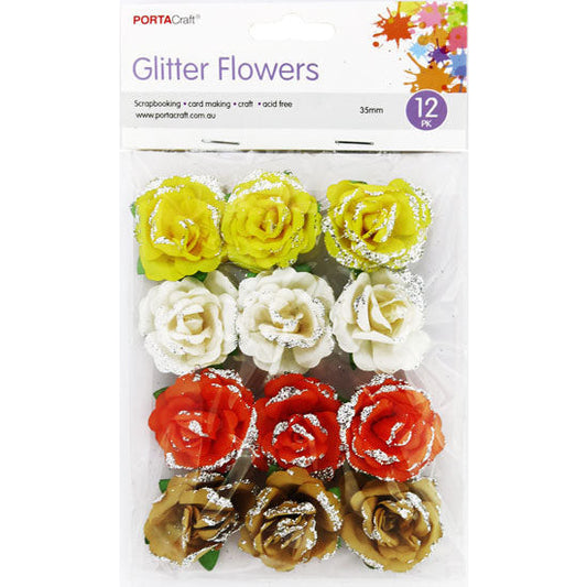 Flowers Glitter 35mm 12pk