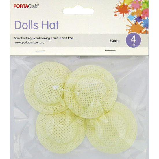 Dolls Hat 50mm 4pk Cream
