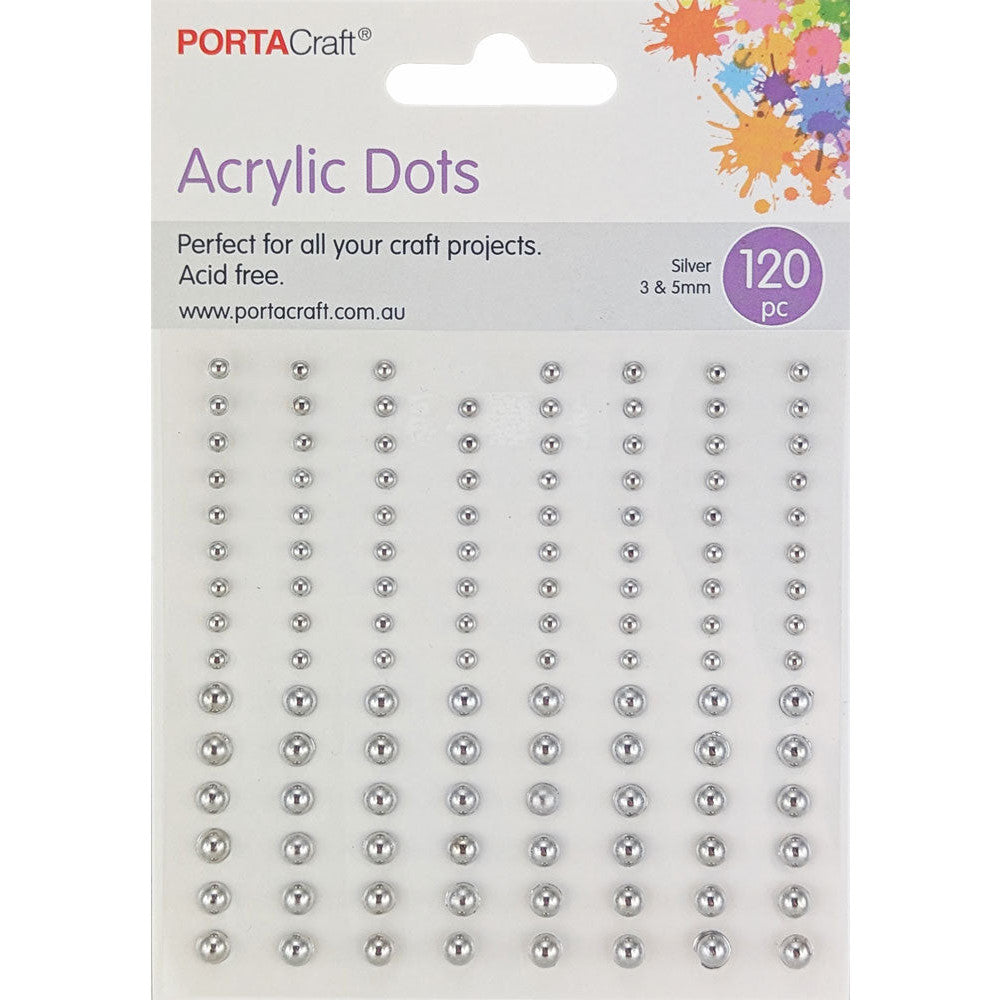 Acrylic Dots 3 & 5mm 120pk - Silver