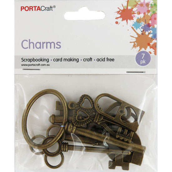 Charms Antique 7pc Vintage Keys
