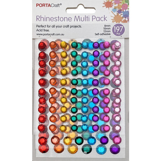 Rhinestones Multi Pack in 8,10,12mm 197pk - Rainbow