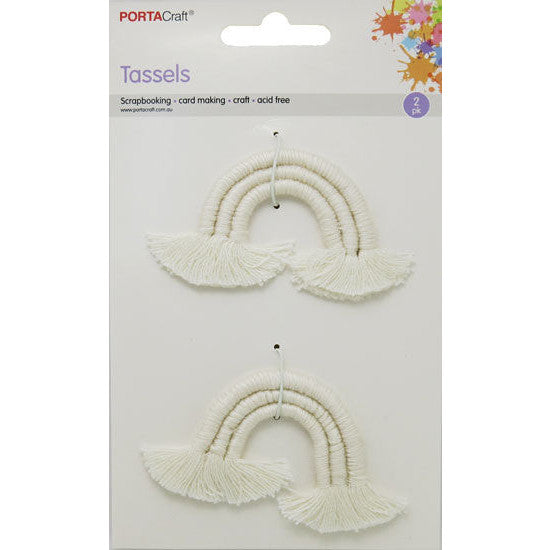 Tassels Rainbow Shape 53x50mm 2pk Ivory