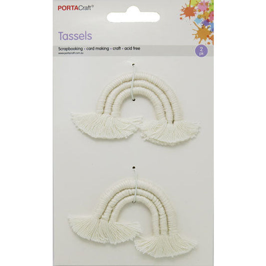 Tassels Rainbow Shape 53x50mm 2pk Ivory